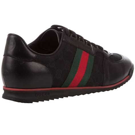 mens black gucci trainers|black gucci sneakers for men.